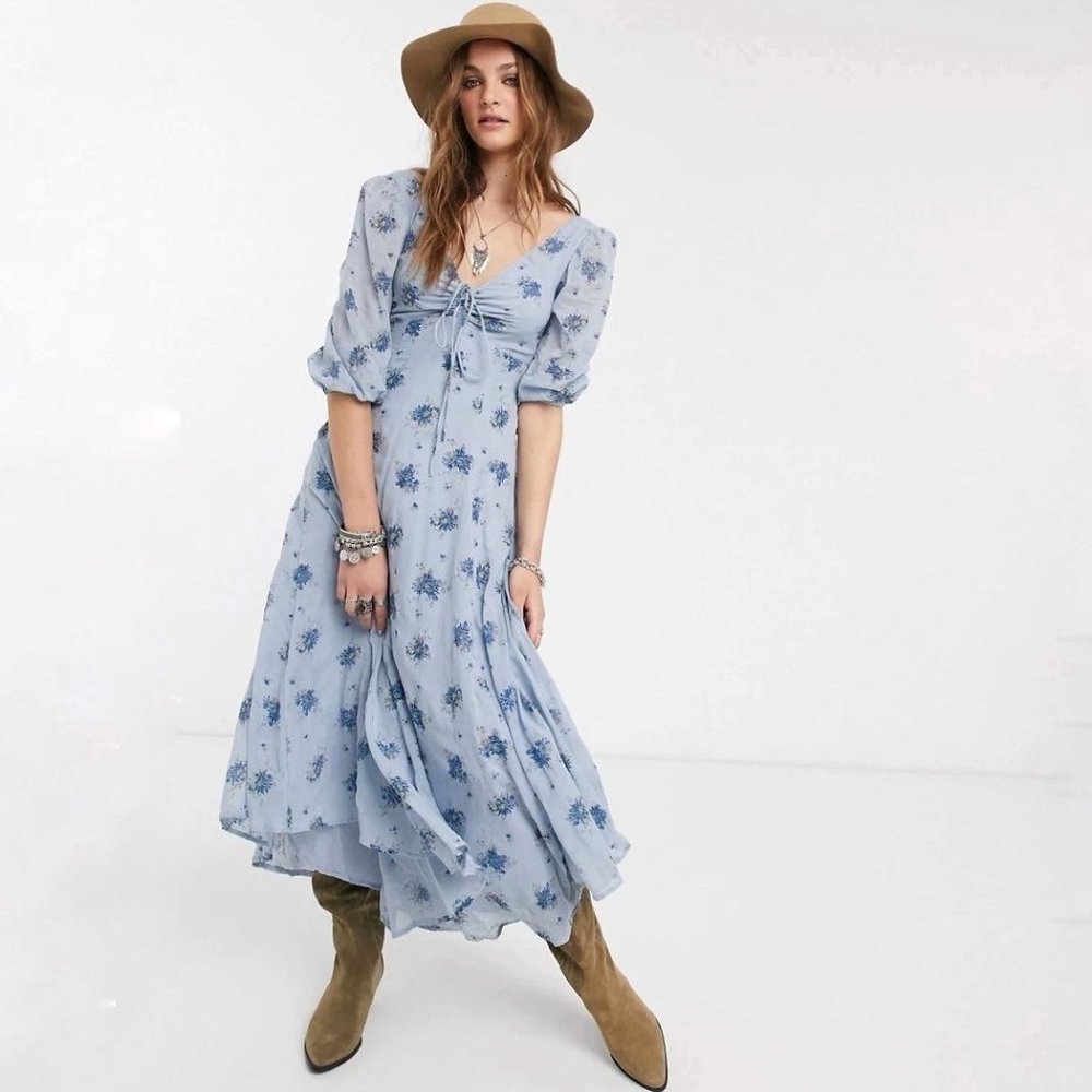 Free People Sea Glass Midi Dress in Blue Hues 4